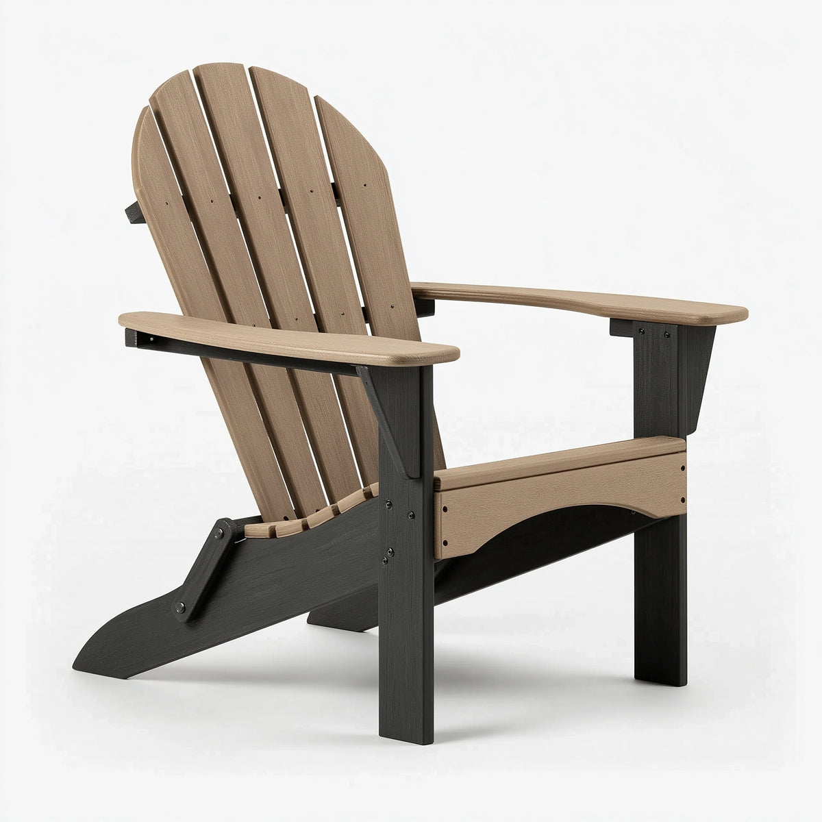 Adirondack Gartenstuhl 82 x 90 x 98 cm Kunststoff Taupe Schwarz mit Lattenrücken