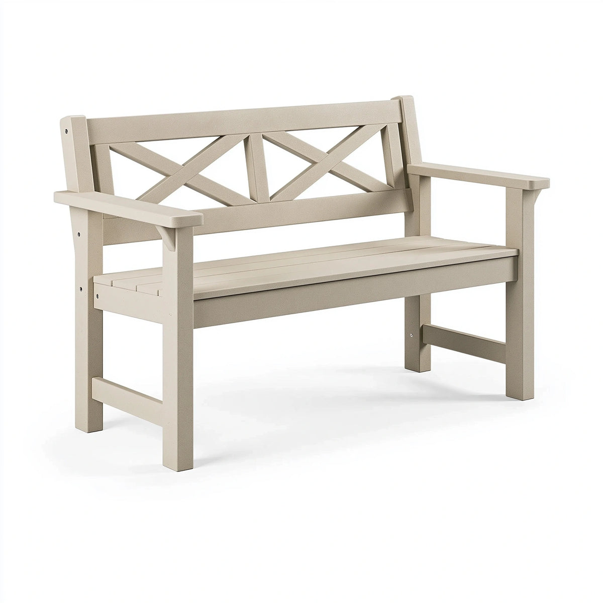 Gartenbank 120 x 60 x 90 cm aus Holz in Beige mit Kreuzlehne für Terrasse