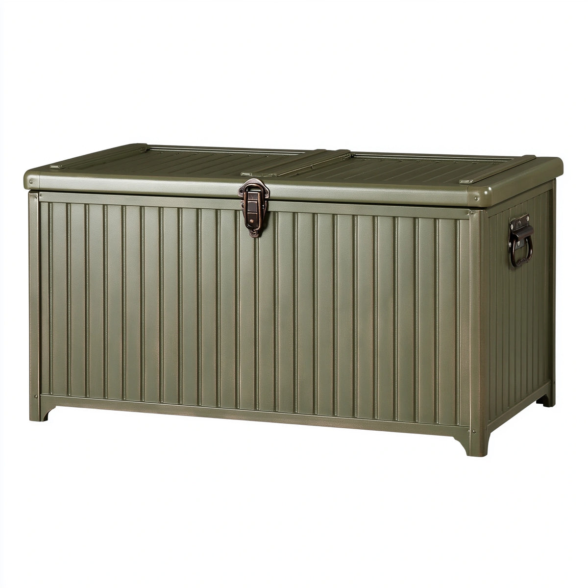 Metall Aufbewahrungsbox 120 x 62 x 63 cm Olivgrün mit Klappdeckel im Industrie Stil