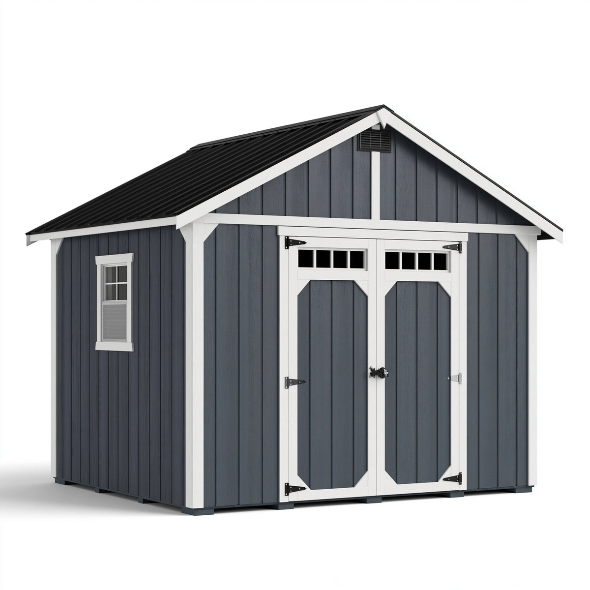 Gartenhaus 244 x 183 x 238 cm aus Holz in Anthrazit Weiß mit Doppeltür im Landhausstil