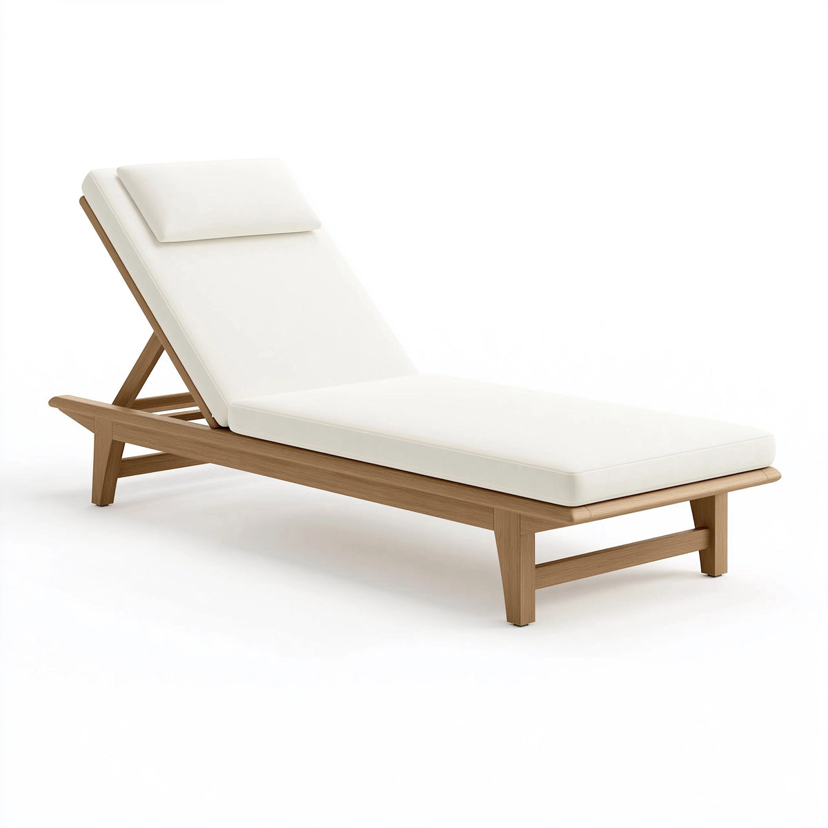 Gartenliege 200 x 70 x 85 cm mit Holzgestell in Beige Naturholz - gepolsterte Relaxliege