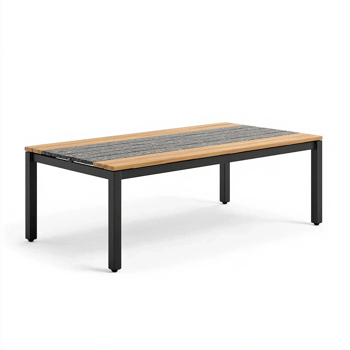 Gartentisch 180 x 90 x 75 cm Holz Metall Braun Grau Schwarz - rechteckiger Esstisch im Industriedesign