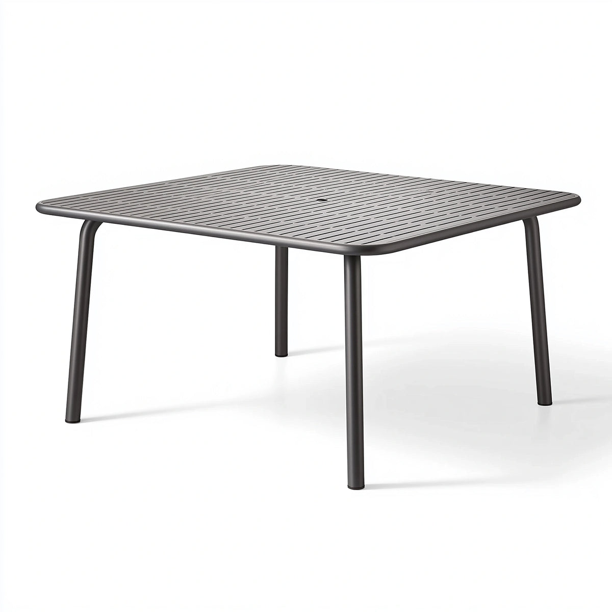 Gartentisch 160 x 90 x 74 cm Metall Anthrazit - rechteckiger Outdoor Esstisch mit Lattenplatte