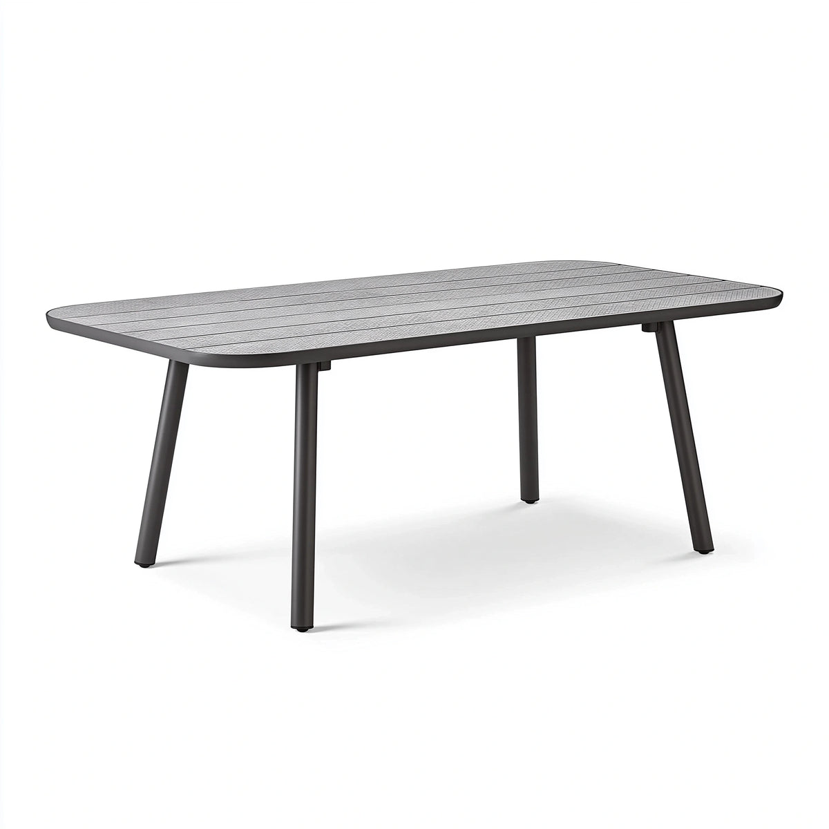 Gartentisch 160 x 90 x 75 cm Grau Schwarz mit strukturierter Tischplatte
