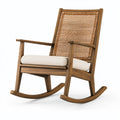 Schaukelstuhl 68 x 76 x 108 cm Holz Rattan Braun Beige mit Sitzpolster im Naturstil
