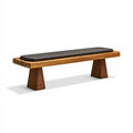 Sitzbank 140 x 40 x 45 cm Holz Braun Schwarz mit gepolsterter Sitzfläche