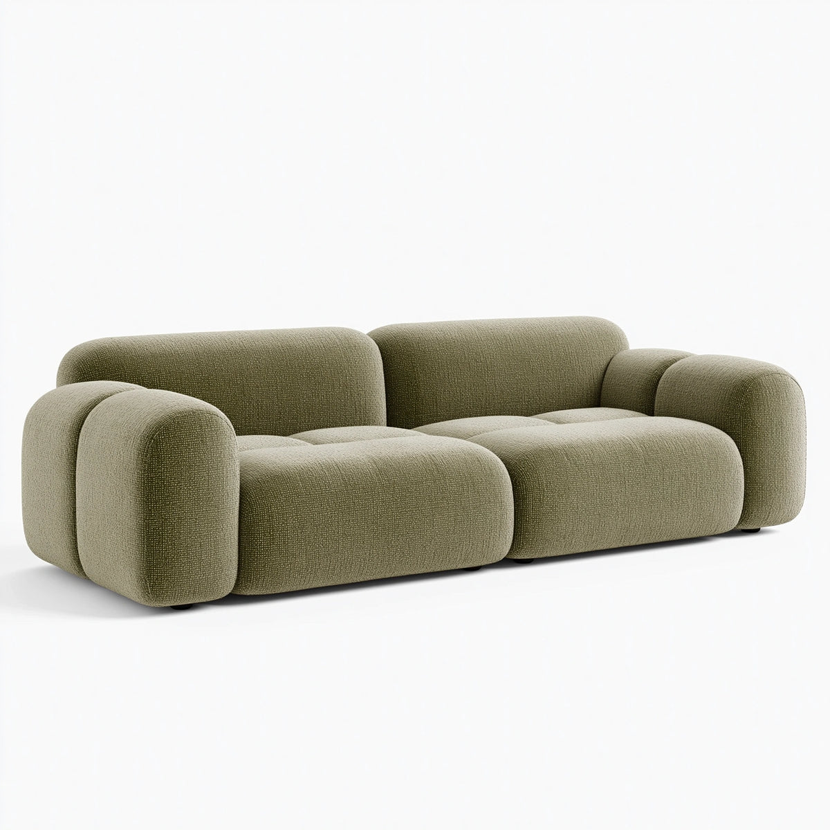 Zweisitzer Sofa 180 x 90 x 75 cm olivgrüner Strukturstoff - gepolsterter Lounge-Stil
