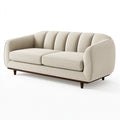 2-Sitzer Sofa 180 x 90 x 78 cm in Creme mit Textilbezug und Holzfüßen im Retro-Stil
