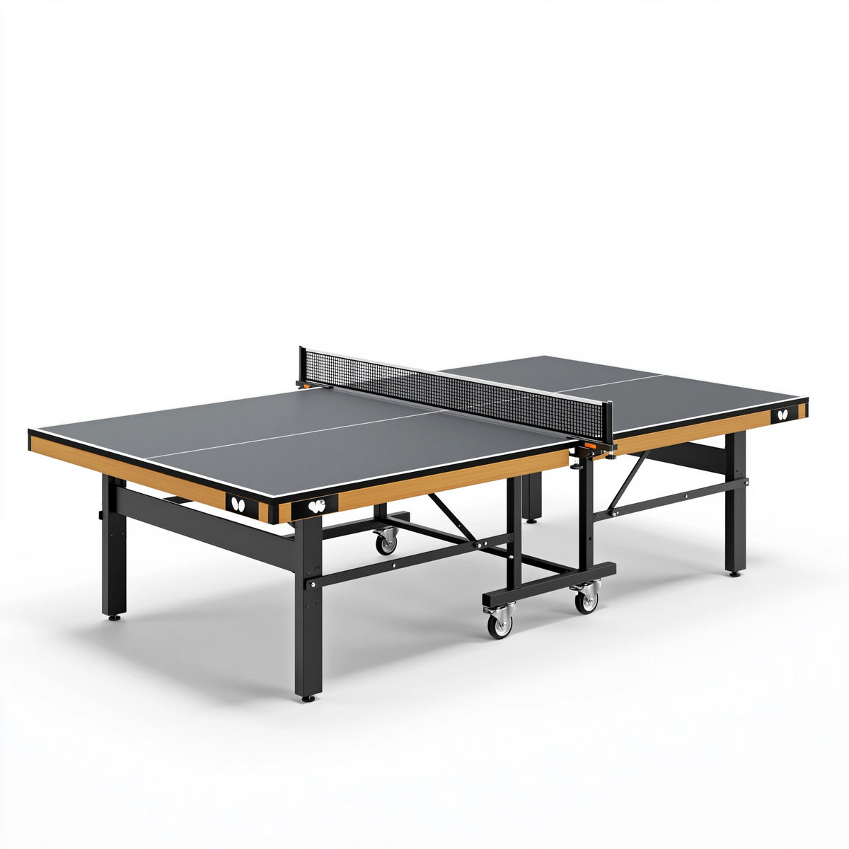 Tischtennisplatte 274 x 152.5 x 76 cm Schwarz Naturholz mit Stahlgestell klappbar