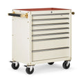 Werkzeugwagen 76 x 46 x 96 cm aus Stahl Creme mit 7 Schubladen und Rollen