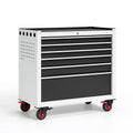 Werkzeugwagen 78 x 46 x 97 cm Stahl Schwarz Silber mit 7 Schubladen und Rollen