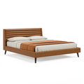 Bettgestell 180 x 200 cm Braun Holzwerkstoff mit gepolstertem Kopfteil moderner Stil