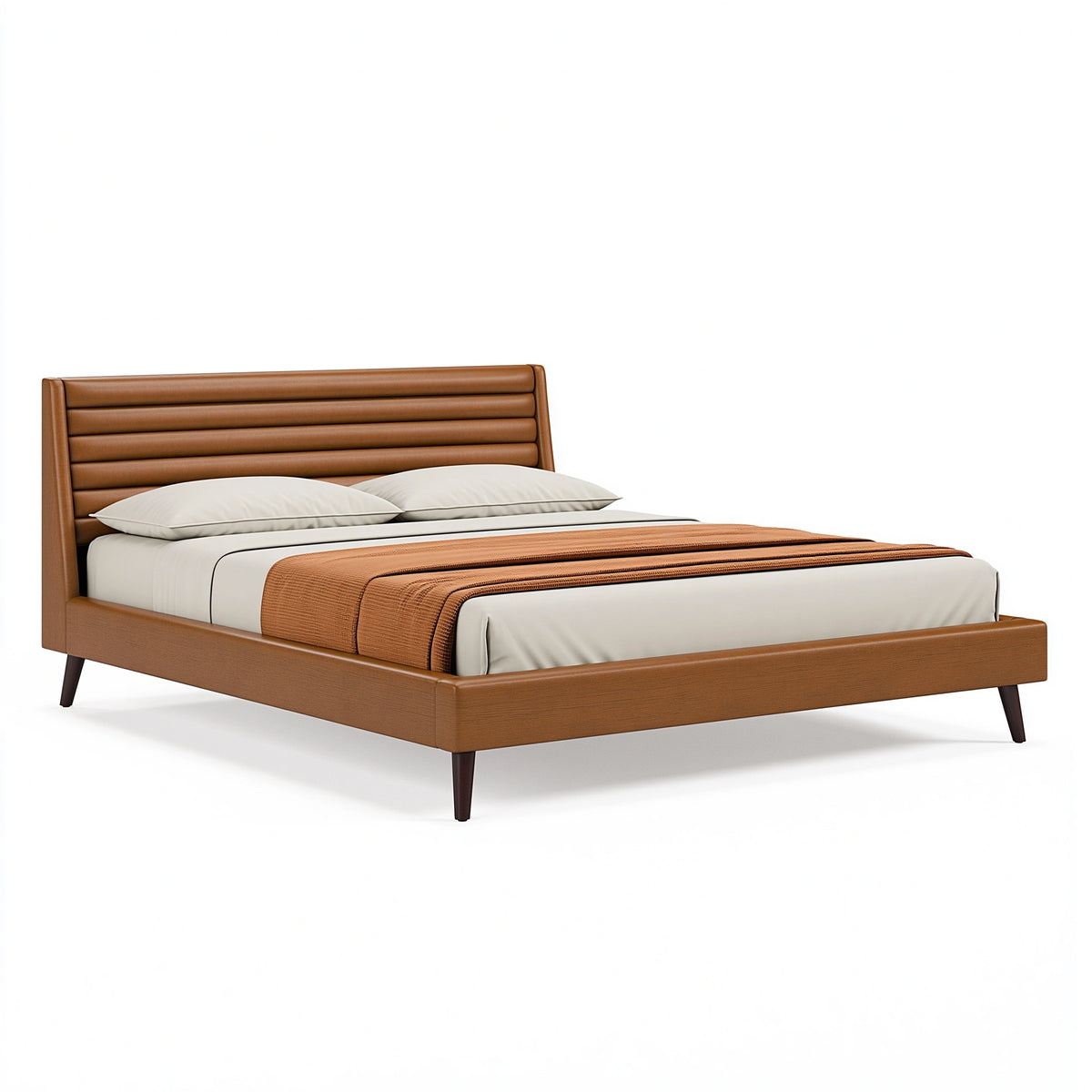 Bettgestell 180 x 200 cm Braun Holzwerkstoff mit gepolstertem Kopfteil moderner Stil